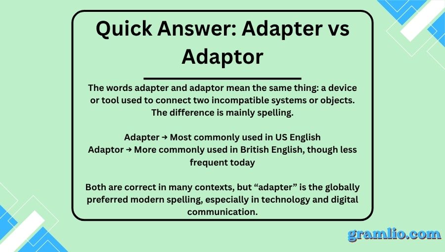 Adapter vs Adaptor