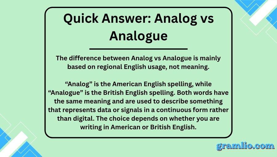 Analog vs Analogue