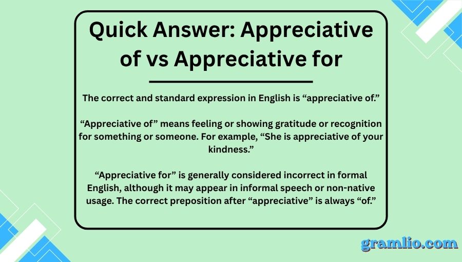 Appreciative of vs Appreciative for