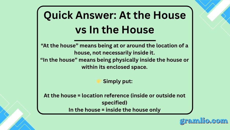 At the House vs In the House