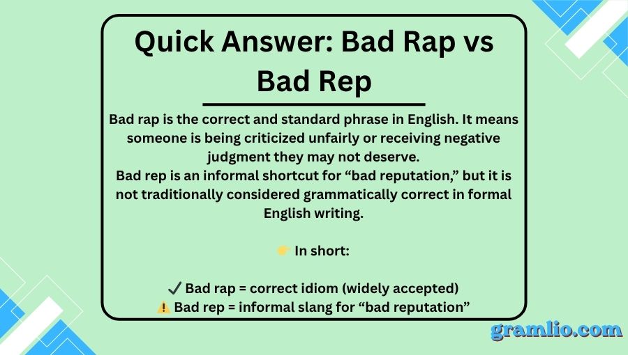 Bad Rap vs Bad Rep