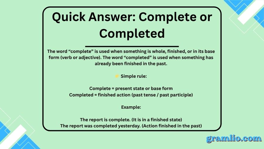 Complete or Completed
