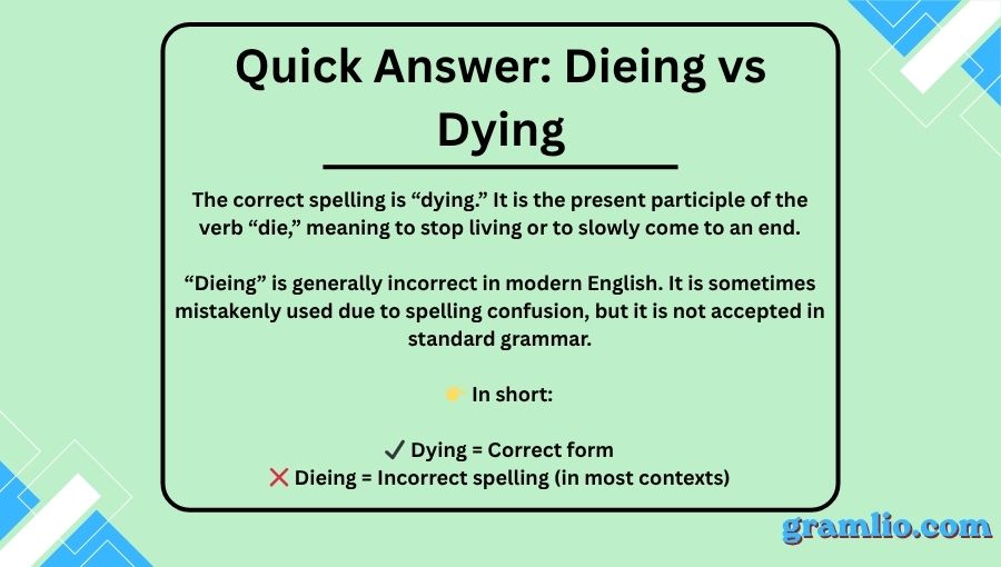 Dieing vs Dying
