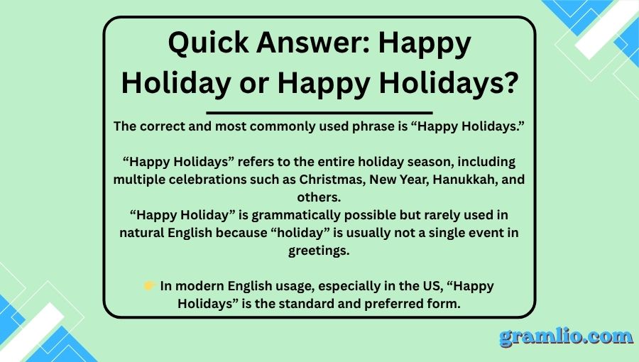 Happy Holiday or Happy Holidays