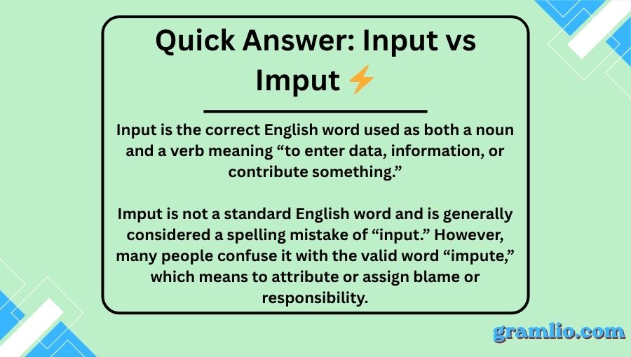 Input vs Imput