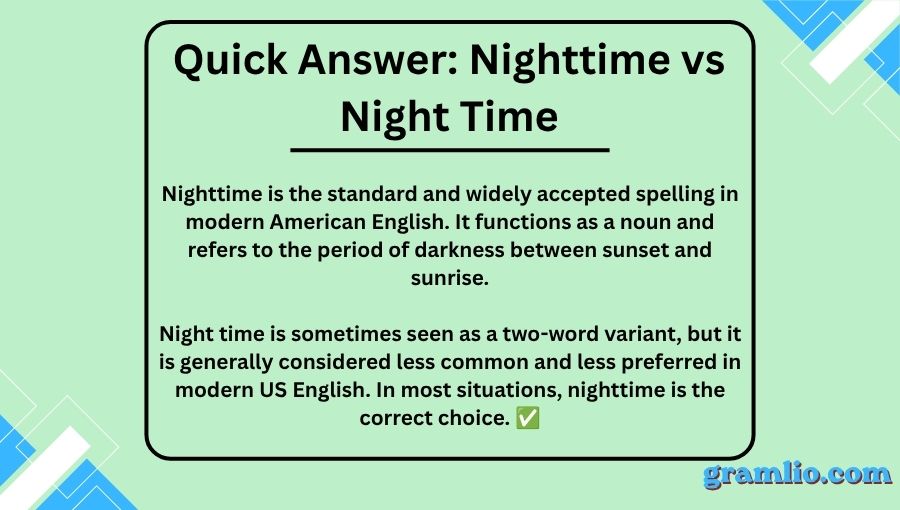 Nighttime vs Night Time