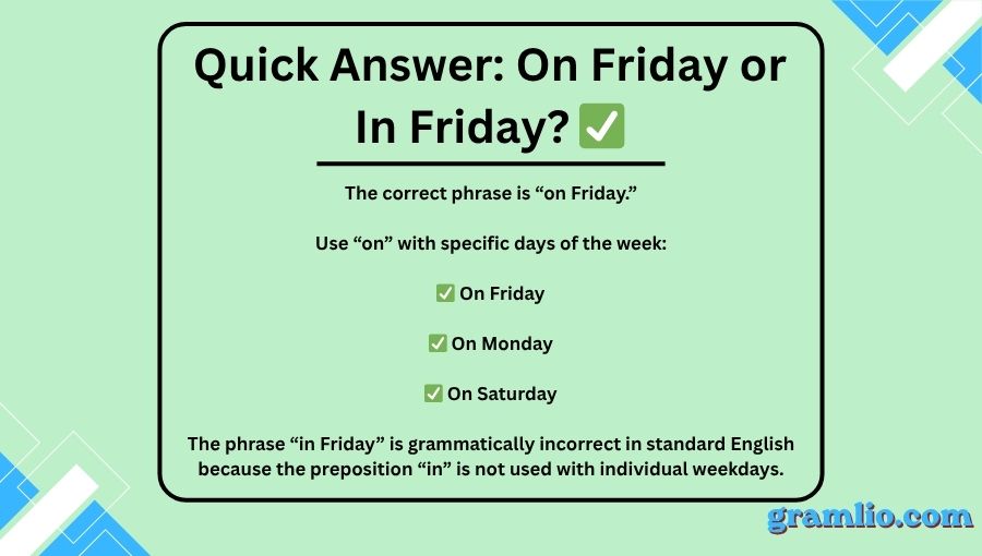 On Friday or In Friday