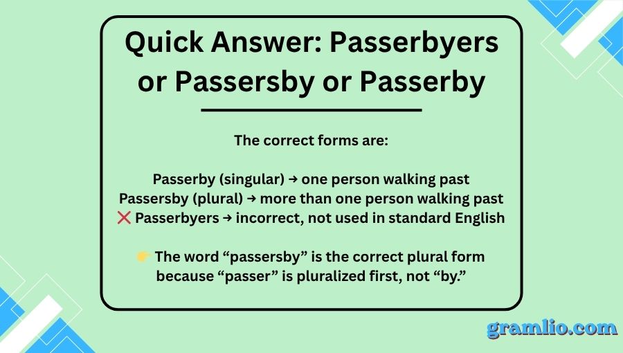 Passerbyers or Passersby or Passerby
