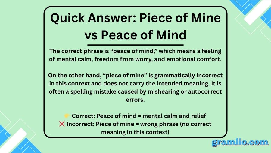 Piece of Mine vs Peace of Mind
