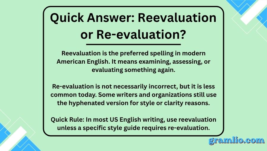 Reevaluation or Re-evaluation