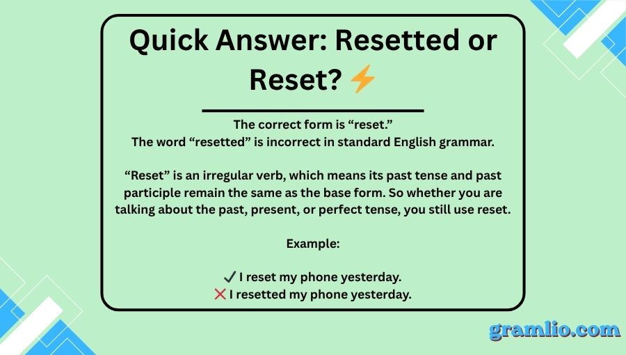 Resetted or Reset