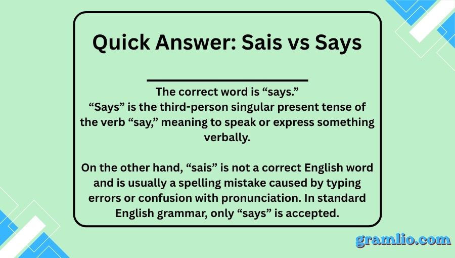 Sais vs Says