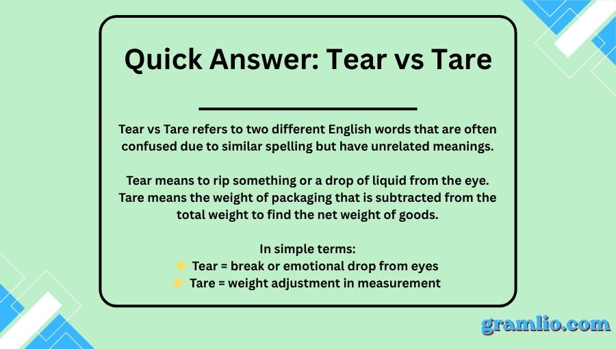 Tear vs Tare
