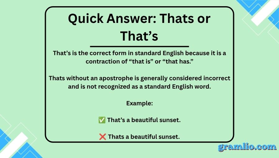 Thats or That’s