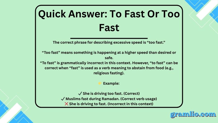To Fast Or Too Fast