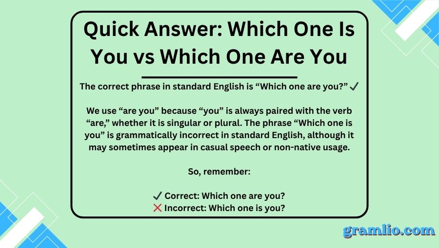 Which One Is You vs Which One Are You