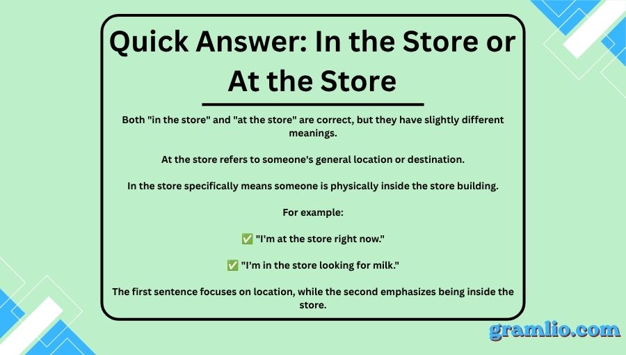 In the Store or At the Store