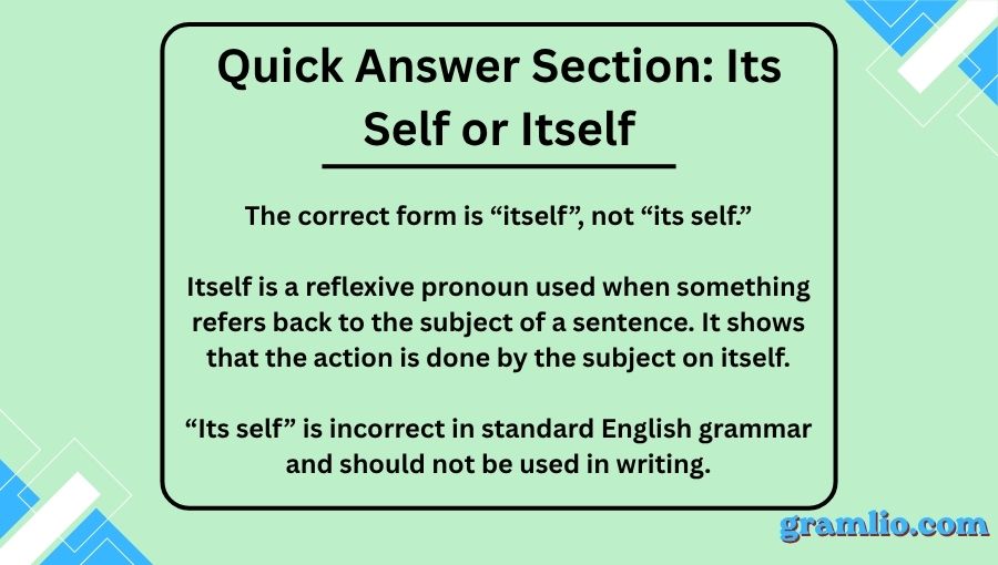 Its Self or Itself