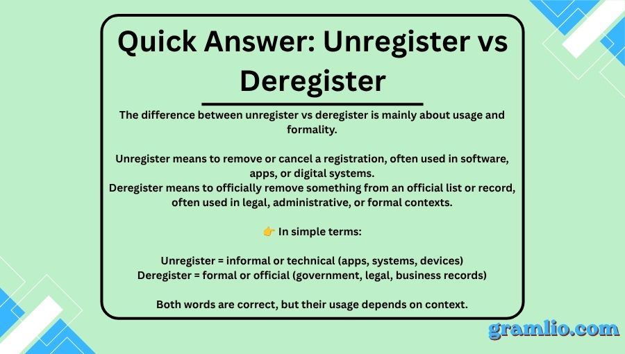 Unregister vs Deregister
