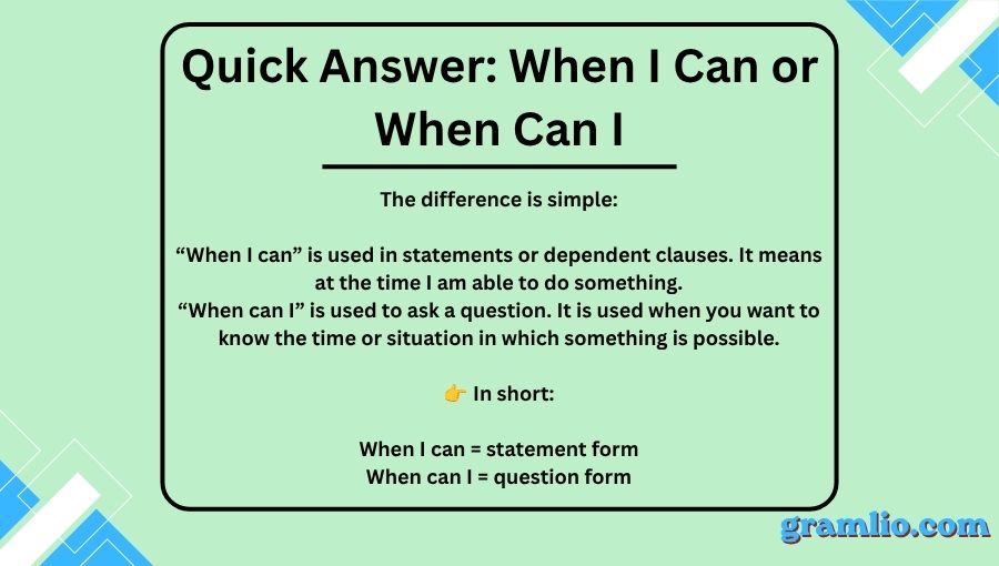 When I Can or When Can I